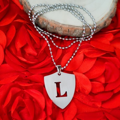 Sullery English Alphabet Initial Charms Letter Initial L Alphabet Pendant Silver Stainless Steel Pendant