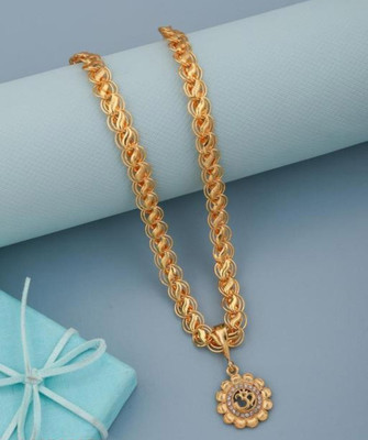 JIYANSHI ENTERPRISE Om Round Flower & Koyali Chain Gold-plated Diamond Alloy Pendant Set