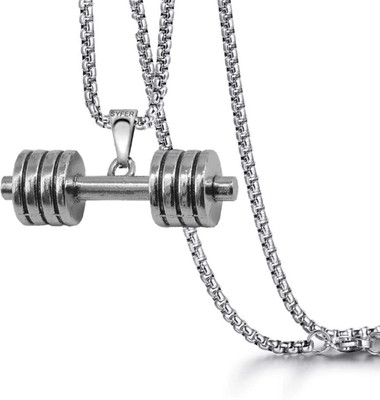 Diivine Hindu Dumbbell for Gym Lovers pendant Sterling Silver Stainless Steel Pendant