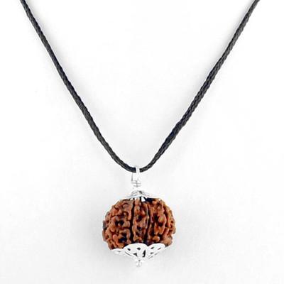 Divine rudras Five Mukhi Rudraksha Silver Wood Pendant