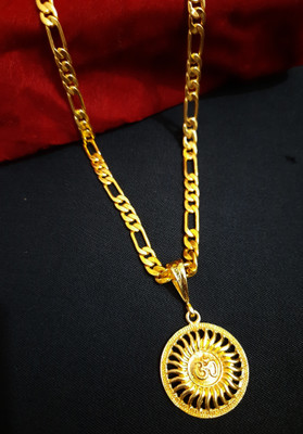 Aviate OM ROUND GOLDEN & Sachin CHAIN Gold-plated Diamond Alloy Pendant Set