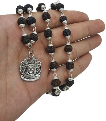 lisa vorce 5 Mukhi Rudraksha Mala Silver-plated Silver Beads Brass, Wood Pendant Set
