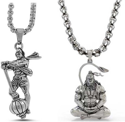 AVITAJEWLLERS Hanuman Ji In Ram Smriti Bajrangbali & Hanuman Ji Sankat Mochan Stainless Steel Locket Set