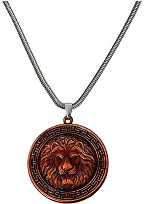 AFH Animal King Lion Head Copper Locket with Snake Chain Pendent Rhodium Metal Pendant