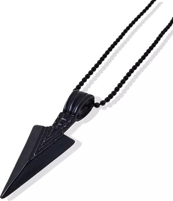 EndlessFashion C 168_JSE-black arrw g1254 Black Silver Stone Pendant Set