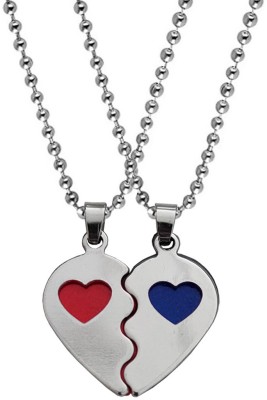 M Men Style Valentine Gift Heart Broken Couple Jewelry Pendant Rhodium Zinc, Metal Pendant
