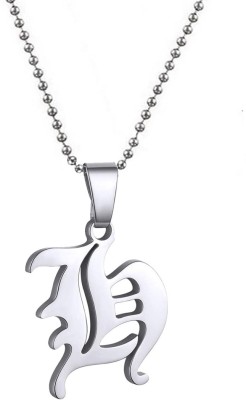 M Men Style Personalised Old English Initial H Alphabet Letter Gothic Necklace Sterling Silver Stainless Steel Pendant