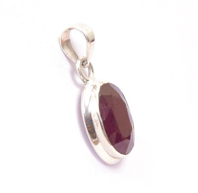Gemzonite Natural Ruby Pendant A+ Quality Gemstone For Men & Women Silver Ruby Alloy Pendant