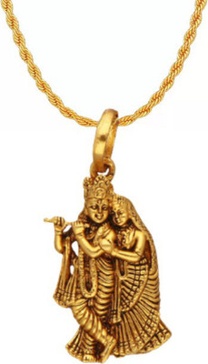 TulipMash RadhaKrishna Golden Locket With HD Rope Chain For Everyone.(Pack Of-1) Alloy Locket