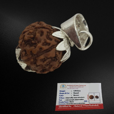Fine Creation ORIGINAL(NEPALI) 7 MUKHI RUDRAKSHA Silver Wood Locket