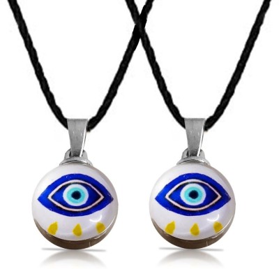 Utkarsh (2 Pcs) AR0609-01 Dual Side Stone Evil Eye Pendant Locket Necklace Thread Dori Plastic