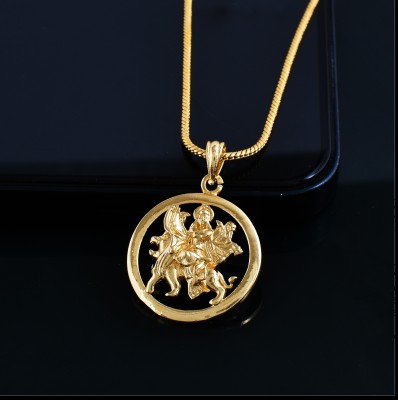 PYR Fashion maa durga locket gold Gold-plated Brass Pendant Set