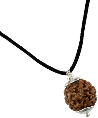 Fine Creation Rudraksha 3 Mukhi Nepali Rudraksha Certified 3 Faced Rudraksha for Men and Women Silver Wood Pendant