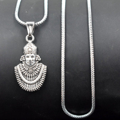 AFH God Baba Khatu Shyam Ji Religious Necklace Snake Chain Pendnet for Men and Women Metal Pendant