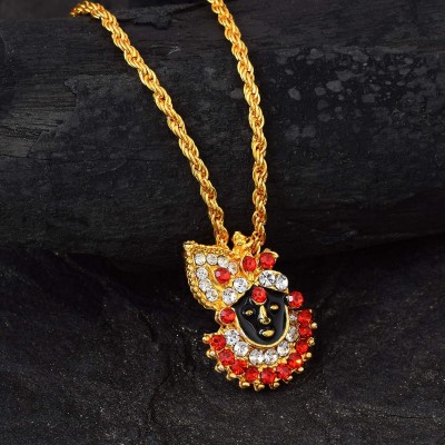 DVM Shri Banke Bihari Khatu Shyam Mukhar Bind Locket Chain Gold-plated Brass Locket Set