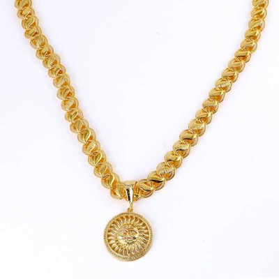 JIYANSHI ENTERPRISE Om Round Golden & Koyali Chain Gold-plated Diamond Alloy Pendant Set