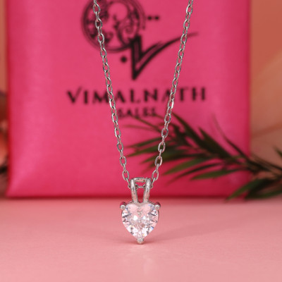 VIMALNATH SALES WH 04 Rhodium Zircon Brass Locket Set
