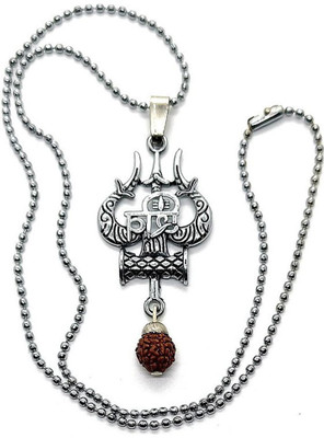 Dynamic Retail Global Lord Shiva Mahadev Bholenath Trishul Damru Rudraksha Locket Pendant Set TP509 Sterling Silver Metal Pendant Set