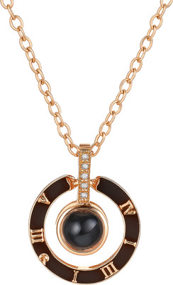 FOGGMART Round Watch Design Pendant Necklace for Girls & Women, Adjustable, Rust-Free Gold-plated Stainless Steel, Metal Pendant Set