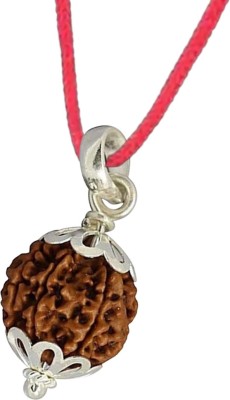 Fine Creation 5 Mukhi Rudraksha Five face Panchmukhi Rudraksha Nepali with Lab Certificate Silver Wood Pendant