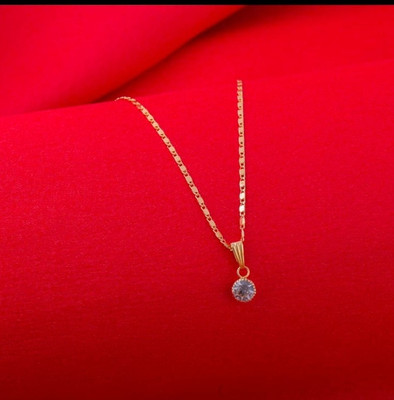 newicon 1 Diamond Gold Plated Pendant Chain Gold-plated Agate Alloy Pendant Set
