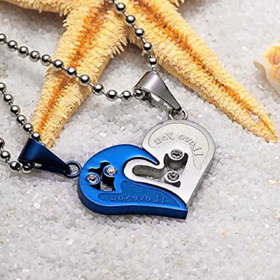 Animated F 2_1 blu hrt pend Stone Pendant Set