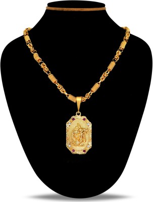 Fashion Frill Golden Religious Lord Radha Kishan Pendent With 20 inches Golden Spring Neck Chain Gold-plated Brass Pendant