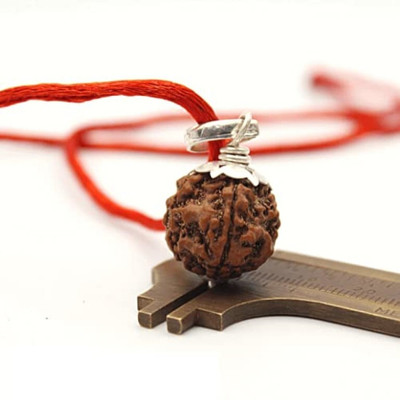 Beautum Original 4 Mukhi Rudraksha Four Face Rudraksha Metal Cap Nepali Bead Wood Pendant