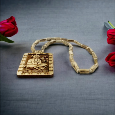Yashvedacom Wooden Hanuman ji sita ram jay shree bageshwar dham Locket With Wood Kanthi Mala Wood Locket