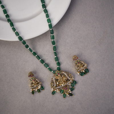 Opal Touch Brass Gold-plated Red, Green Jewellery Set(Pack of 2)