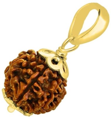 Kuttumb Gems & Jewels 7 Mukhi Rudraksha, Seven Face Radraksha, 7 Face Radraksha Original Rudraksha Gold-plated Brass Locket Set