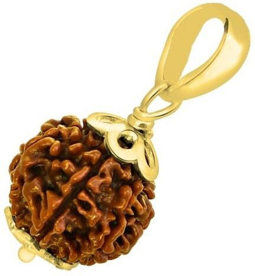 HAPPY CREATION Lab Certified Natural 7 Mukhi Rudraksha Bead Nepali 7 Face Rudraksha Gold-plated Brass Locket Set