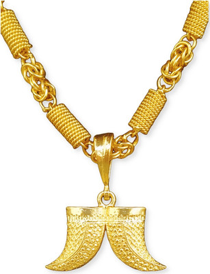 Jemeefly Trending Double nail nor puligoru pandent with Holo chain for Mens and Boys. Gold-plated Alloy Pendant Set