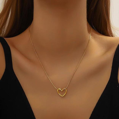 LUMORA FOREVER GLEAMING Gold Heart Pendant Necklace for Women with Chain Water Proof Anti Tarnish Gold-plated Stainless Steel Pendant