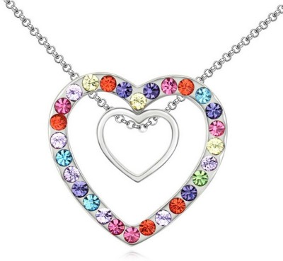 Jewels Galaxy Best Valentine Gift Luxuria Rhodium Swarovski Crystal Alloy Pendant