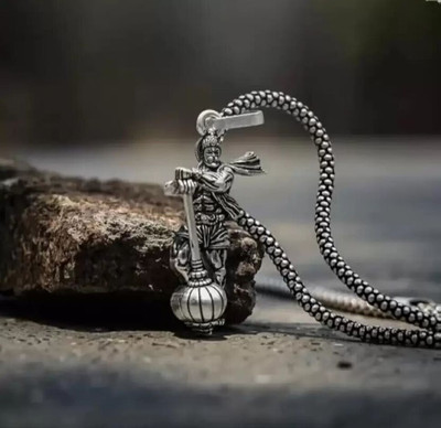 Malas Collection Pawan Putra Hanumanji With Gada Silver Pendant Chain Silver Alloy Sterling Silver Stainless Steel Locket