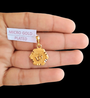 DIVS FASHION OM PENDANT WITH MICRO GOLD PLATED WITH HEXA SHAPE Gold-plated Brass Pendant