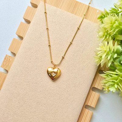 SHIMMERA Trendy Viral Heart Pendent Necklace Chain for Girls & Women|Anti Tarnish 18k Gold-plated Cubic Zirconia Stainless Steel Pendant