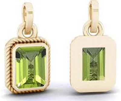 SIDHGEMS 13.25 Ratti 12.55 Crt Astro Energized Peridot Gemstone Pendant Lab Certificate Gold-plated Peridot Brass Pendant