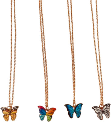 ShriiJi Store Butterfly Pendant Necklace with Gold Colour Chain , combo of 2 Alloy Pendant
