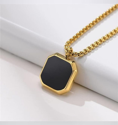 Fab Creations Square Pendant for Men and Women Stainless Steel__F49 Gold-plated Alloy Pendant Set