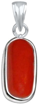 PTM Coral (Moonga) 5.25 Ratti or 5 Ct Gemstone Men & Women bis Hallmark 925 Sterling Silver Stone Pendant