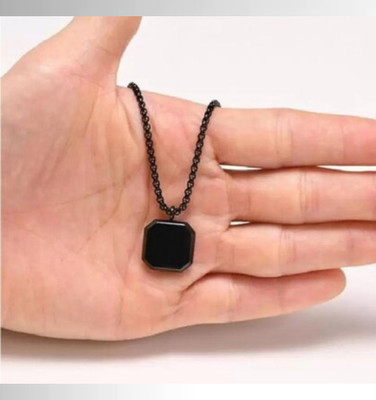 Fab Creations for Men and Women Rhodium Steel Square Pendant__F95 Rhodium Alloy Pendant Set