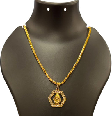 aklina Gold Plated Shape Lord Jai shree Shyam Face Design Pendant Locket Gold-plated Alloy Locket Set