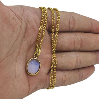 Astro Shop Imitation Moonstone Gemstone Moonstone Stone Gold-plated Brass Locket