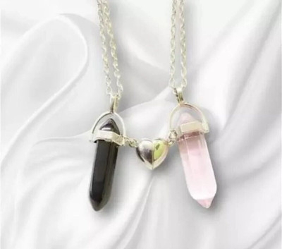 TREND MILL Crystal Black Pink Mutual Attraction Magnetic Heart Necklace Pendant for Couples Platinum Crystal Alloy, Brass Locket Set