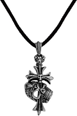 Shiv Jagdamba Biker Jewellery Cross With Head Pendant Necklace Rhodium Zinc, Metal Pendant