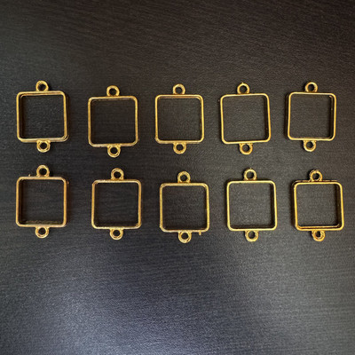 irika Gold Bracelet Bezels for Resin Art – Pack of 10 square Shapes Brass Pendant