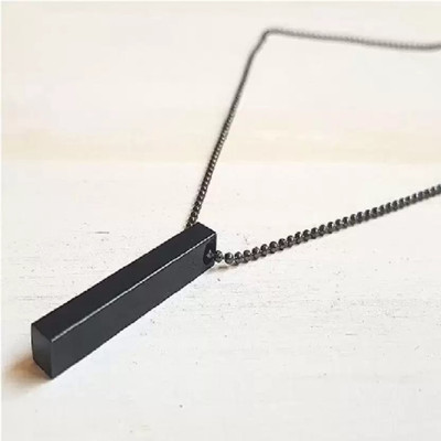 VRIDAANN Stylish Black 3D Vertical Bar Cuboid Stick Locket Pendant Necklace Alloy Pendant