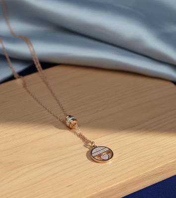 Cadabella Round Shape Dual Pendant Heart shape inside Gold-plated Cubic Zirconia Stainless Steel Pendant